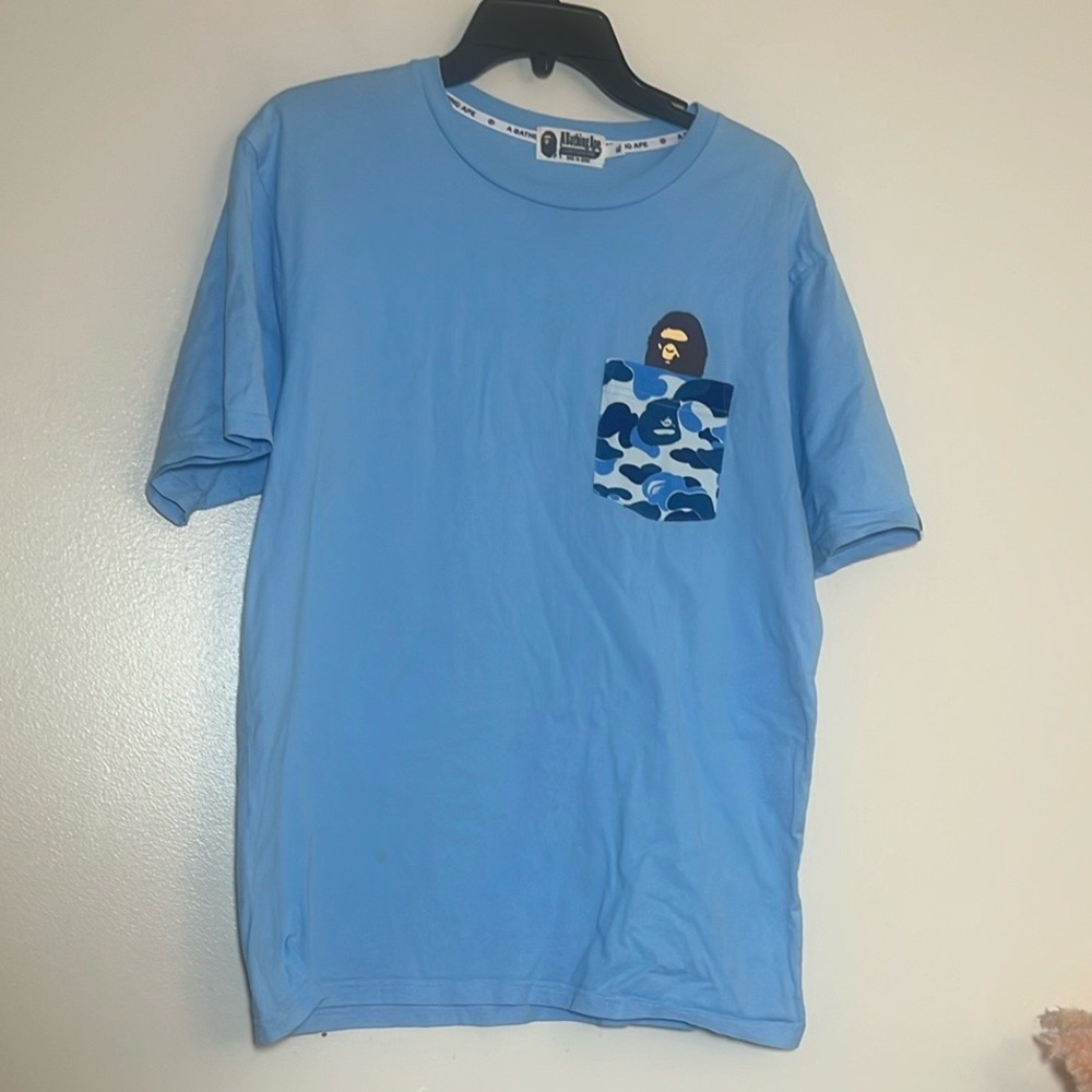 A Bathing Ape BAPE ABC Camo Pocket Short Sleeve Tee Shirt Blue XL